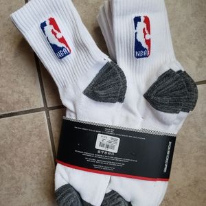 NEW 6 Pairs Men's NBA Logo High Quarter Socks Size 6-12 L Basketball White &Grey